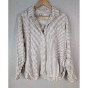Madewell Shirt Women's Button Back Short Sleeve White Red Striped Sz XXL 110